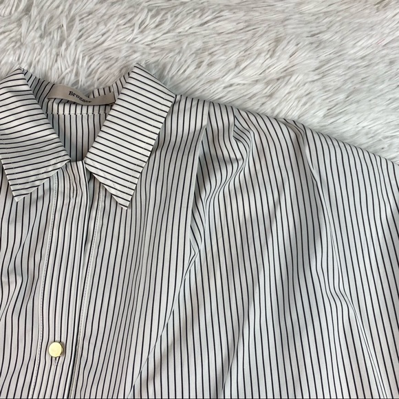 Brøgger striped ruffle hem Button-Up Top long sleeve dropped shoulder - Picture 4 of 12
